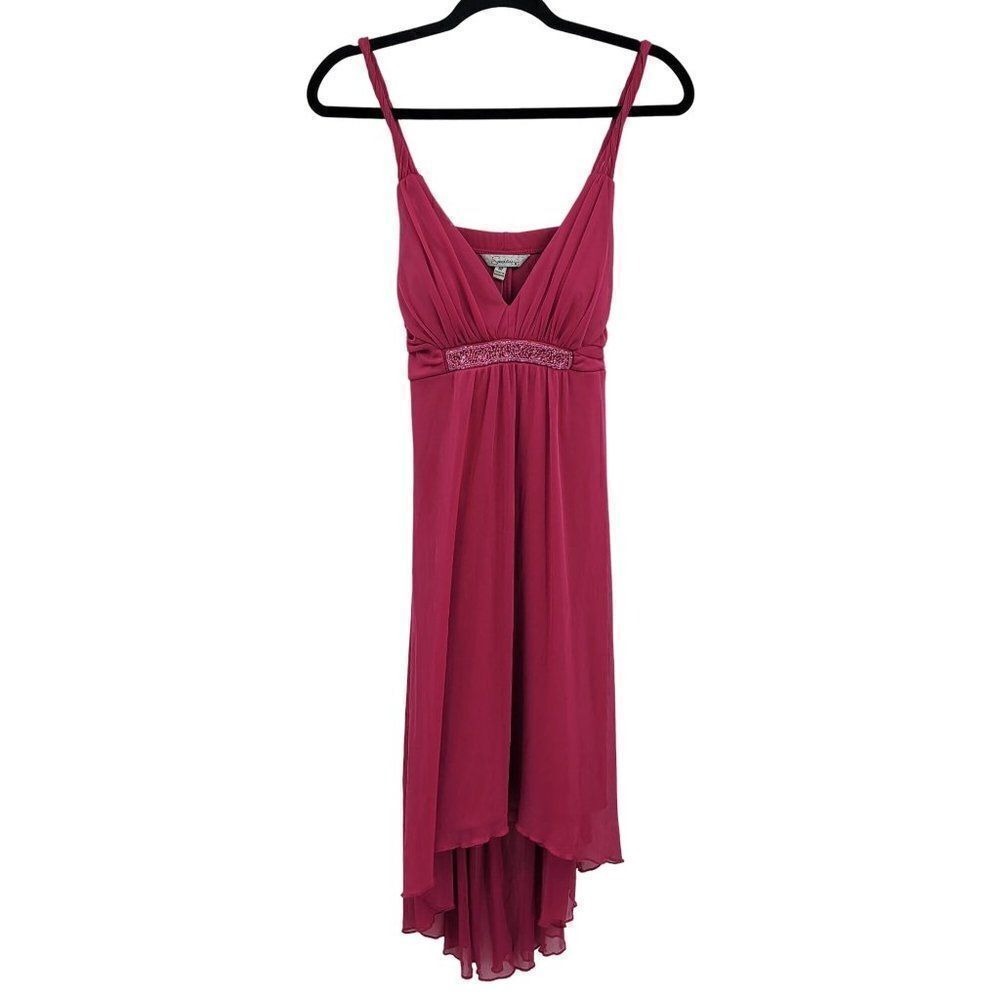 New Y2K Baby Doll Dress Sz M Pink Sheer Beaded Empire Ballet Core Fairy Grunge‎